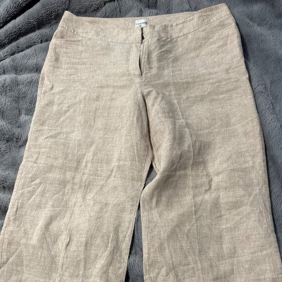Chico's 100% Linen Wide Leg Khaki Pants - Size 2.5 Reg - Picture 1 of 5